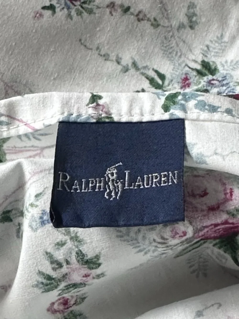 Ralph Lauren Ruffle Twin XL Flat Sheet Cottagecore Floral Shabby Chic Vintage